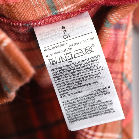 Old Navy Flannel Plaid Shirt "The Boyfriend Shirt" Button Down Top Orange Red - Picture 6 of 11
